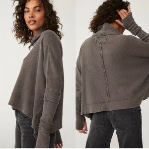 Free People We The Free Moon Daisy Thermal Pullover Horseshoe Large Sweater
